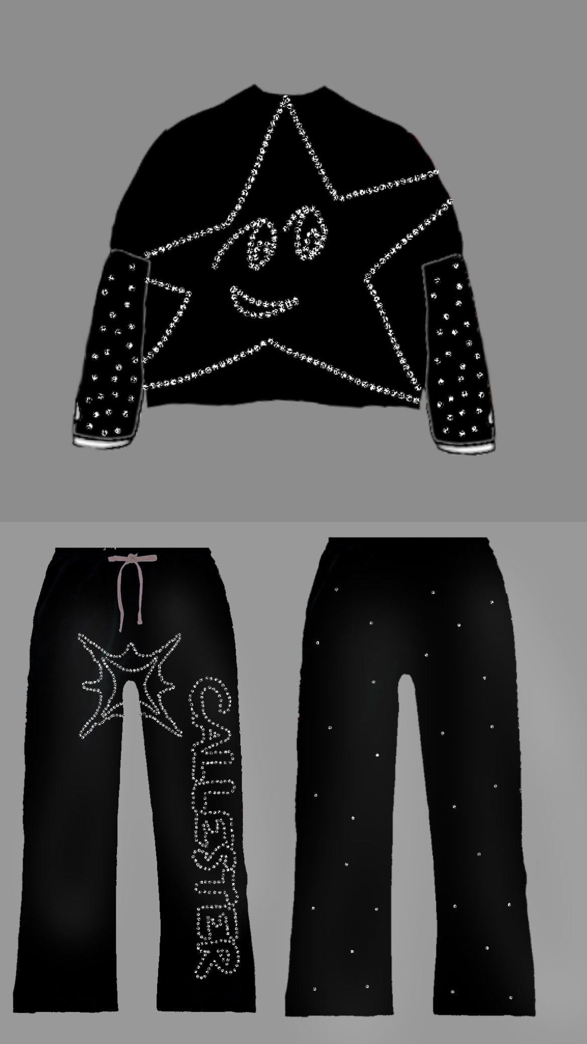 Black Rhinestone Star Set