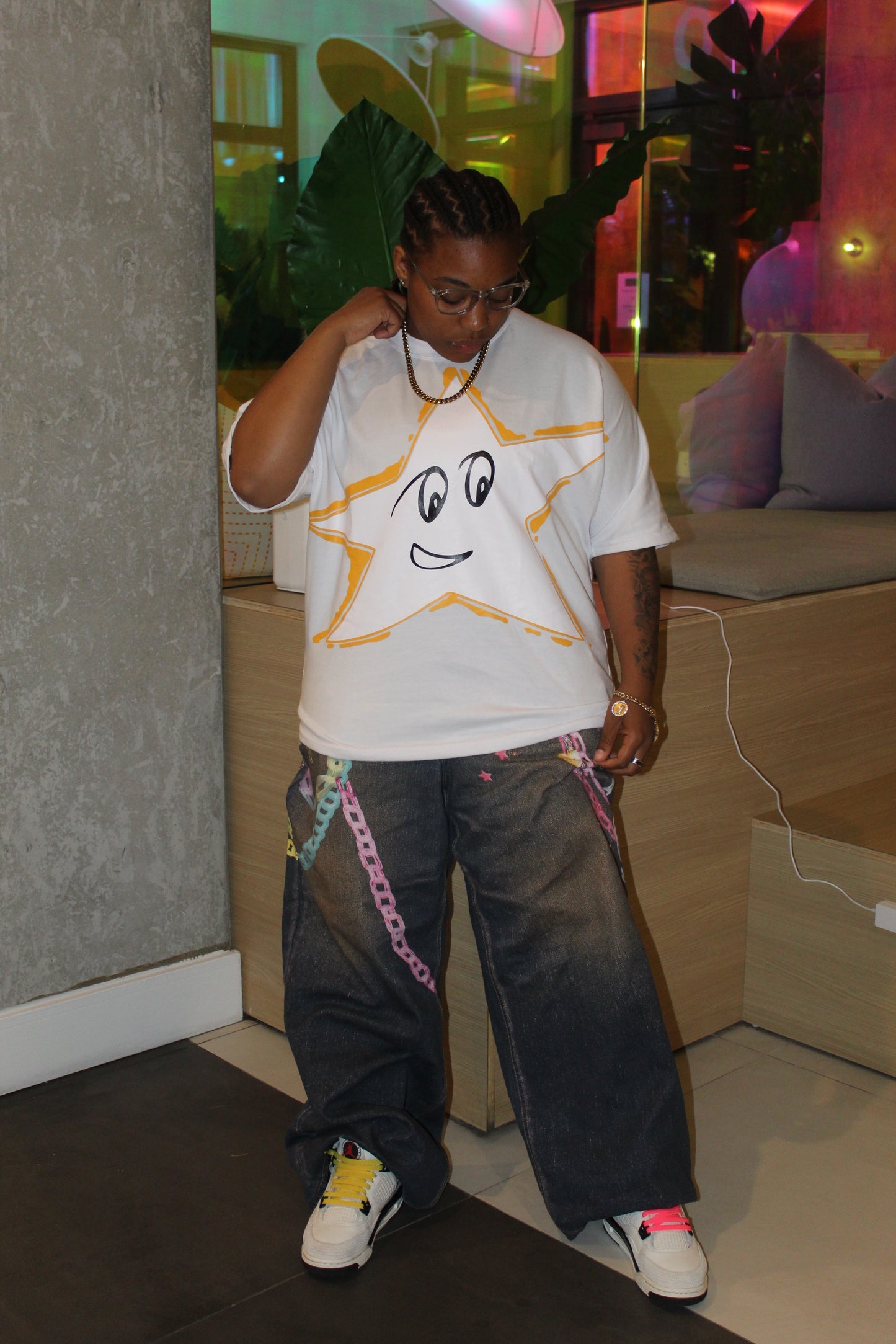 Yellow Star White Tee