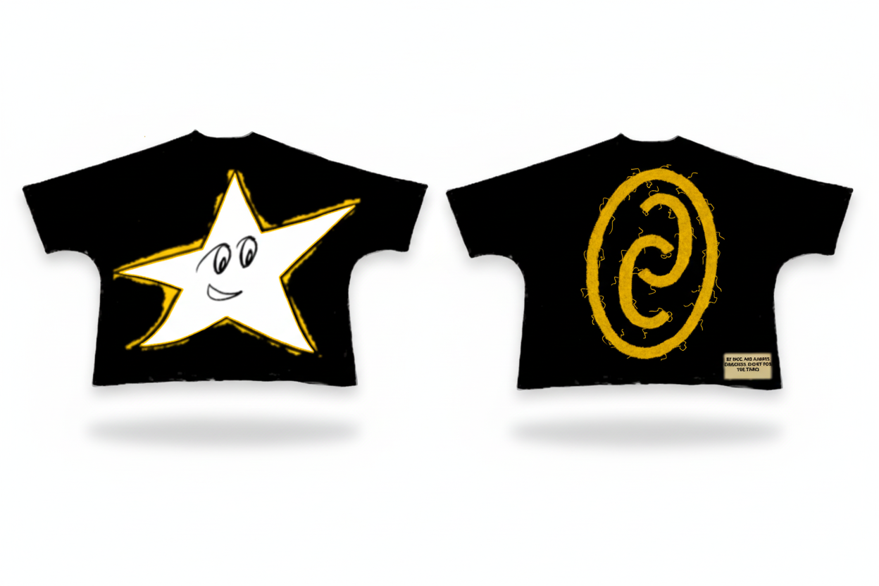 Yellow Star Black Tee