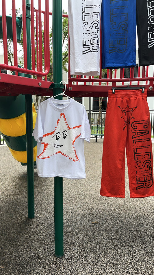 Orange Star White Tee