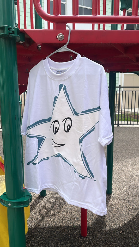Teal Star White Tee