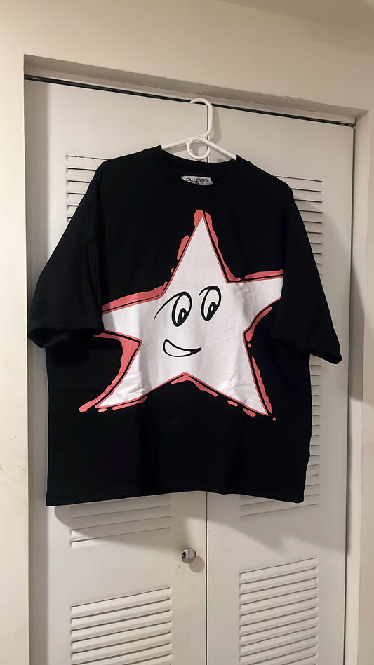 Pink Star Black Tee