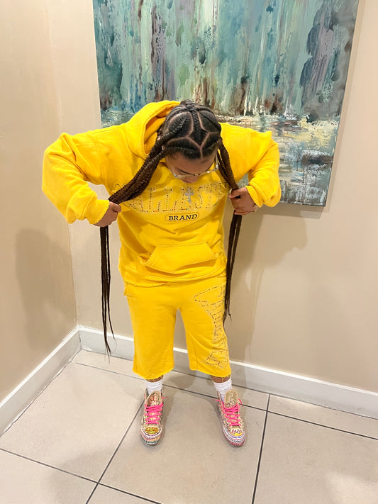 CAL Yellow Rhinestone Hoodie