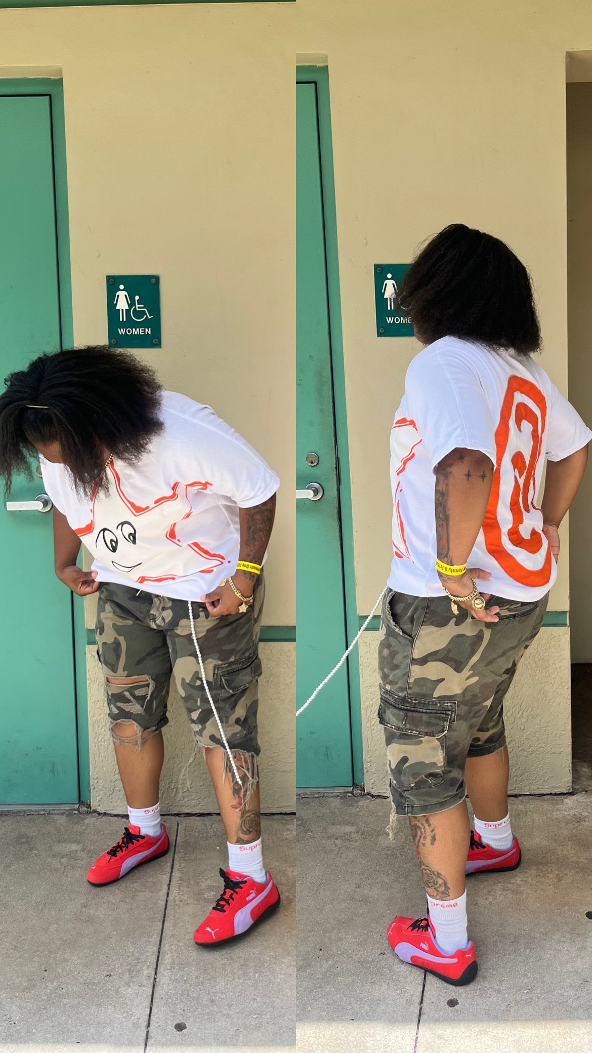 Orange Star White Tee