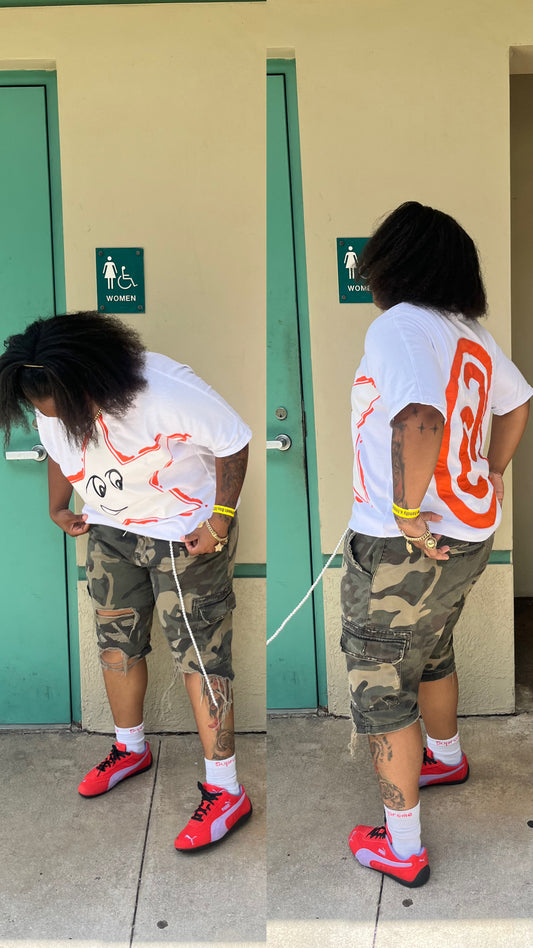 Orange Star White Tee