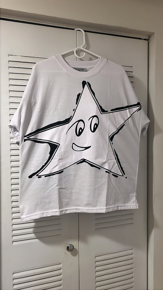 Black Star White Tee