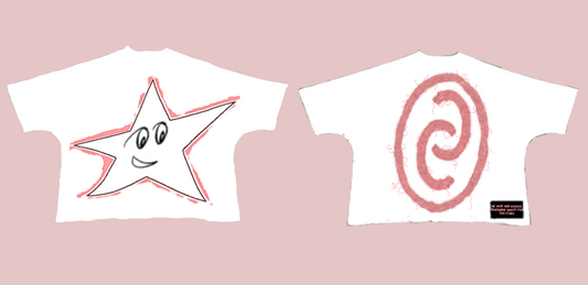 Pink Star White Tee
