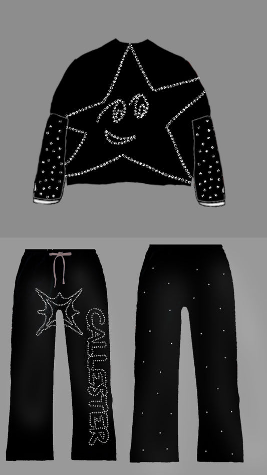 Black Rhinestone Star Set