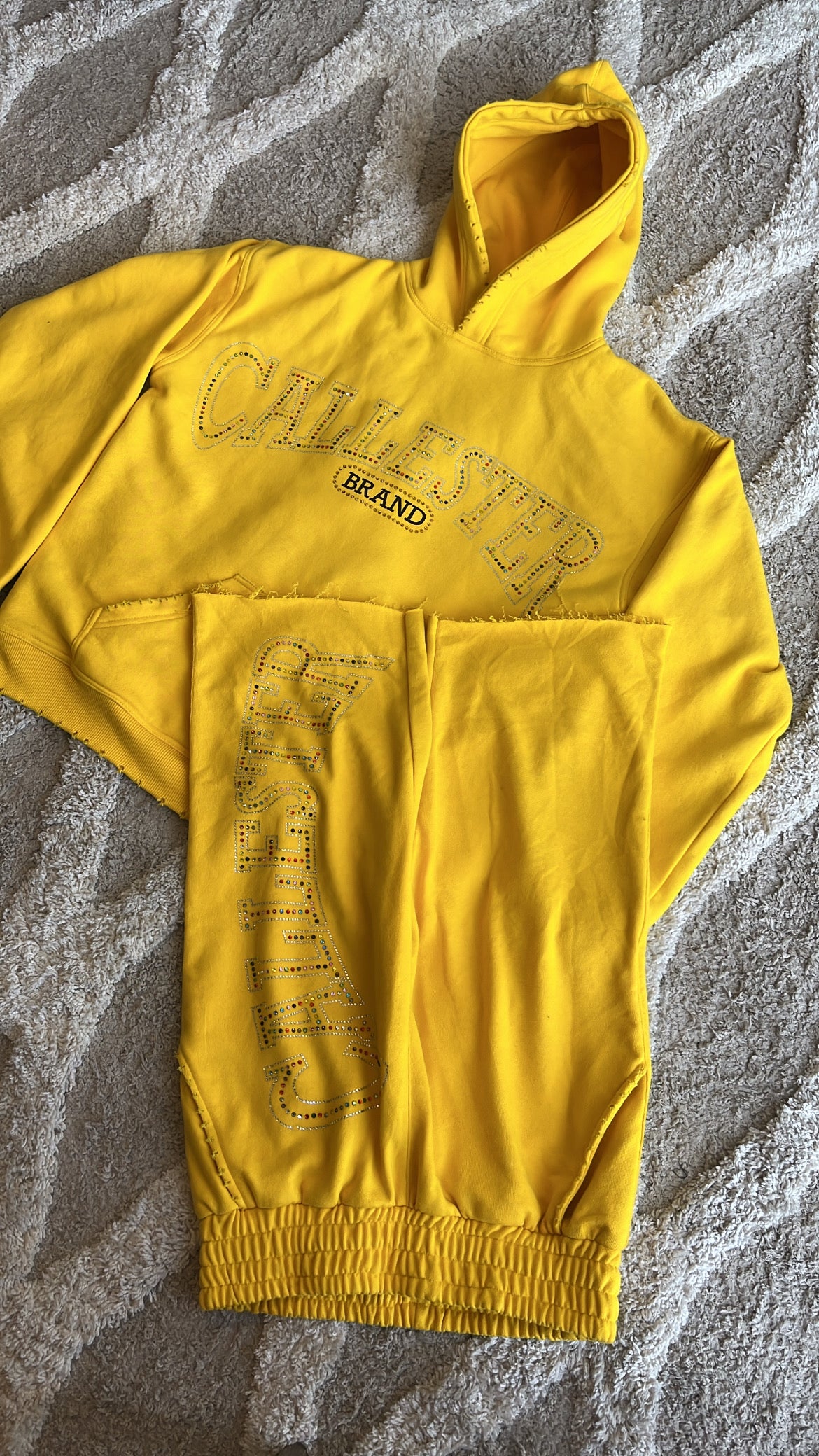CAL Yellow Rhinestone Hoodie