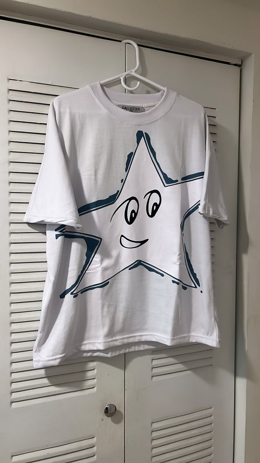 Teal Star White Tee
