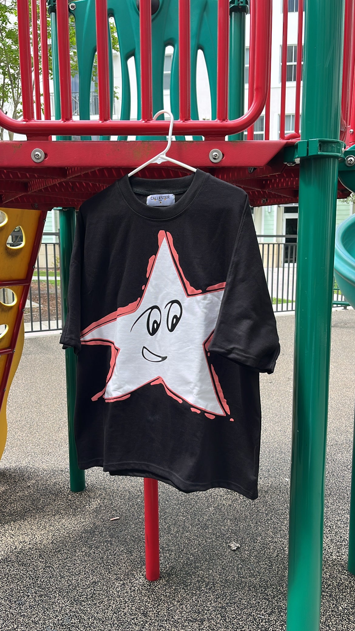 Pink Star Black Tee