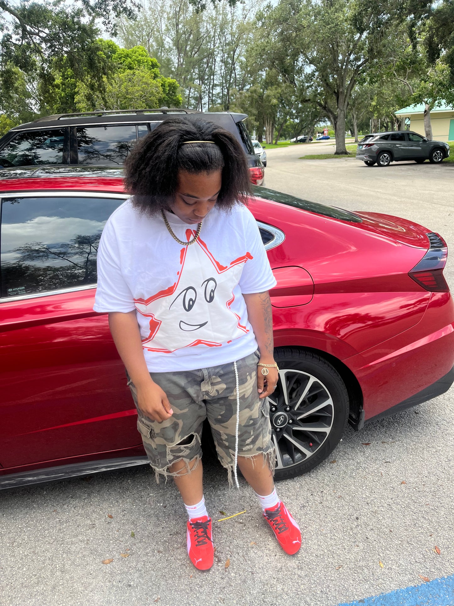 Orange Star White Tee