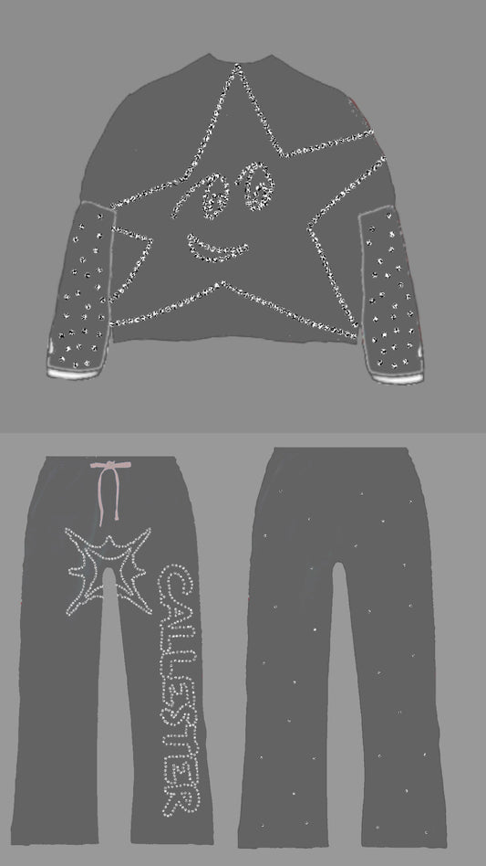 Grey Rhinestone Star Set