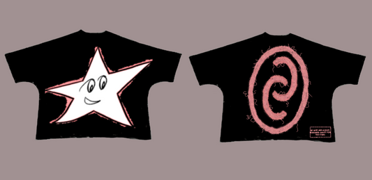 Pink Star Black Tee